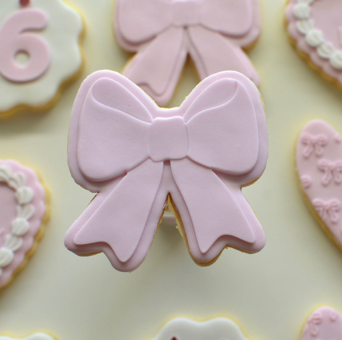 Customised Number Birthday Set Cookie Cutter and Stamp bow deboss Basic Bow Cookie Cutter and Deboss Stamp zoomed in