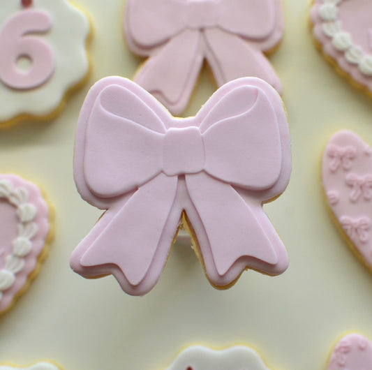 Customised Number Birthday Set Cookie Cutter and Stamp bow deboss Basic Bow Cookie Cutter and Deboss Stamp zoomed in