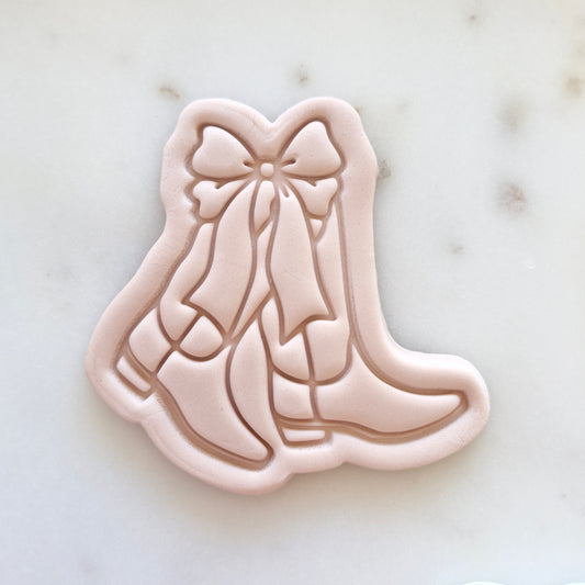 Coquette Cowgirl Set Cookie Cutter and Stamp cowgirl boots with bow Coquette Cowgirl Boots Cookie Cutter and Stamp