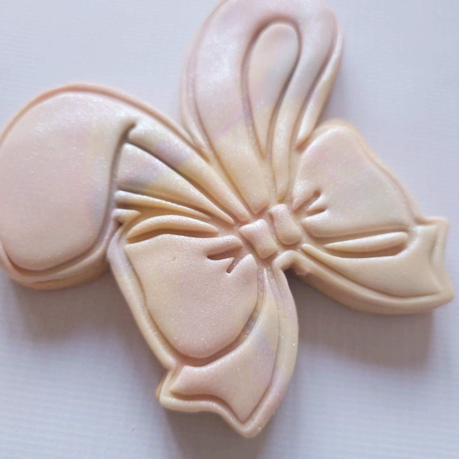 sugar cookie of bunny ears with bow Coquette Bunny Ears Cookie Cutter and Stamp