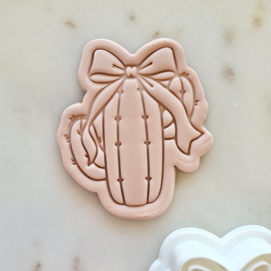 Coquette Cowgirl Set Cookie Cutter and Stamp cactus with bow Coquette Cactus Cookie Cutter and Stamp