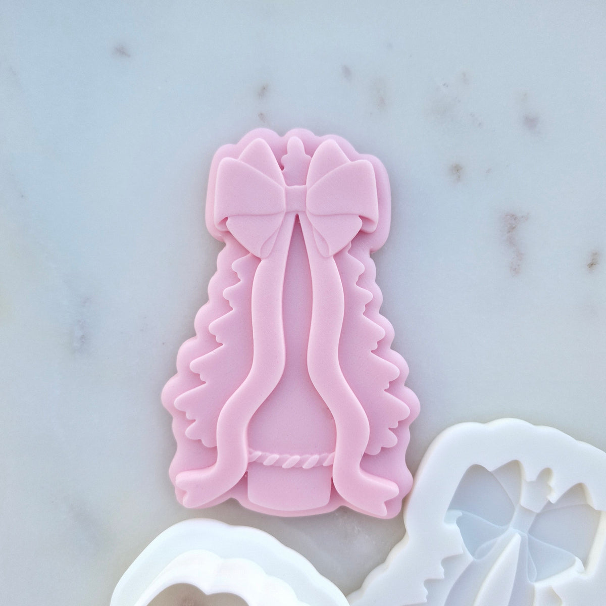Coquette Christmas Tree Cookie Cutter and Deboss Stamp zoomed in