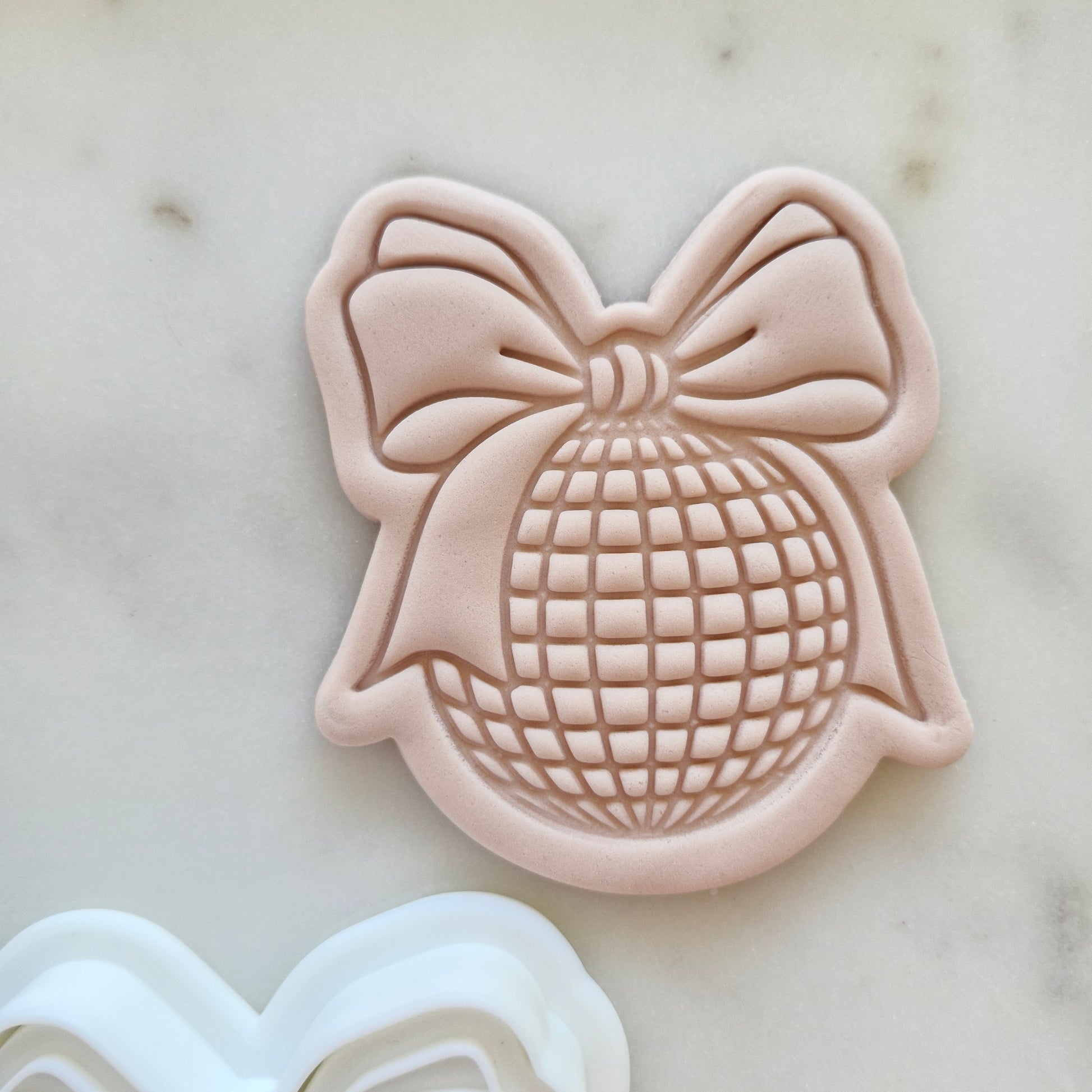 Coquette Cowgirl Set Cookie Cutter and Stamp disco ball with bow Coquette Disco Ball Cookie Cutter and Stamp