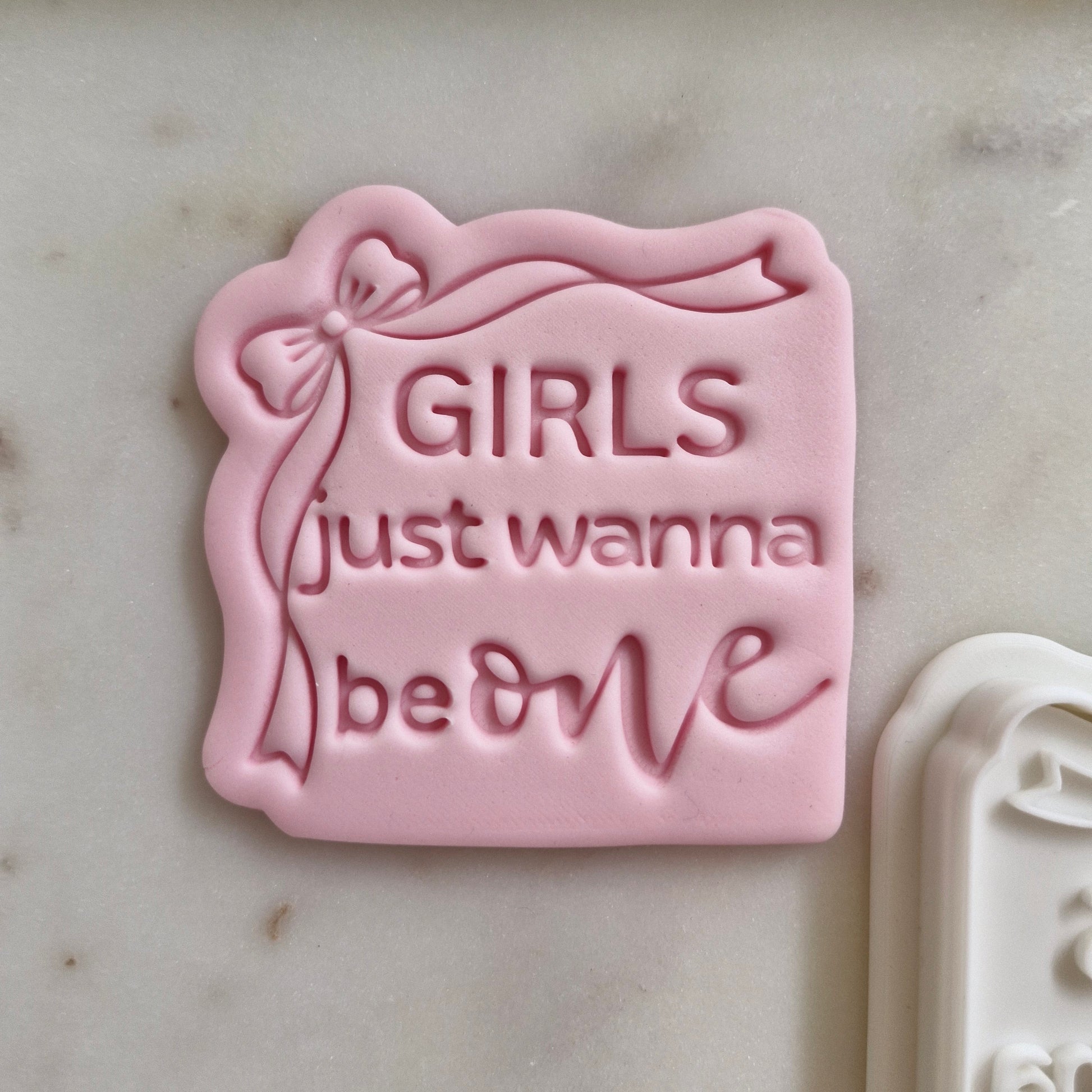 Girls Just Wanna Be One Cookie Cutter and Stamp zoomed in