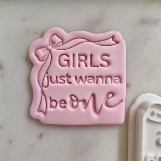 Girls Just Wanna Be One Cookie Cutter and Stamp zoomed in