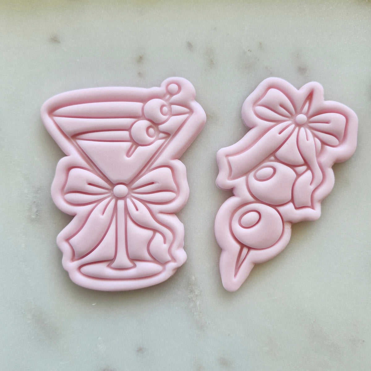 Coquette Martini with Olives Cookie Cutter and Stamp set of 2