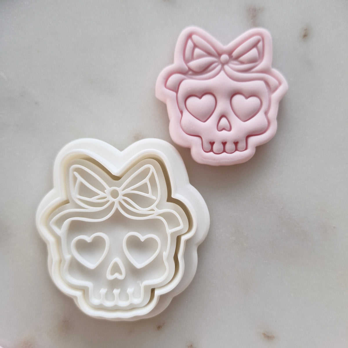 Coquette Skull with Hearts Cookie Cutter and Stamp