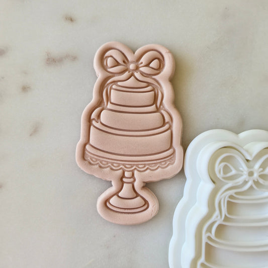 Coquette Tiered Cake Cookie Cutter and Stamp zoomed in