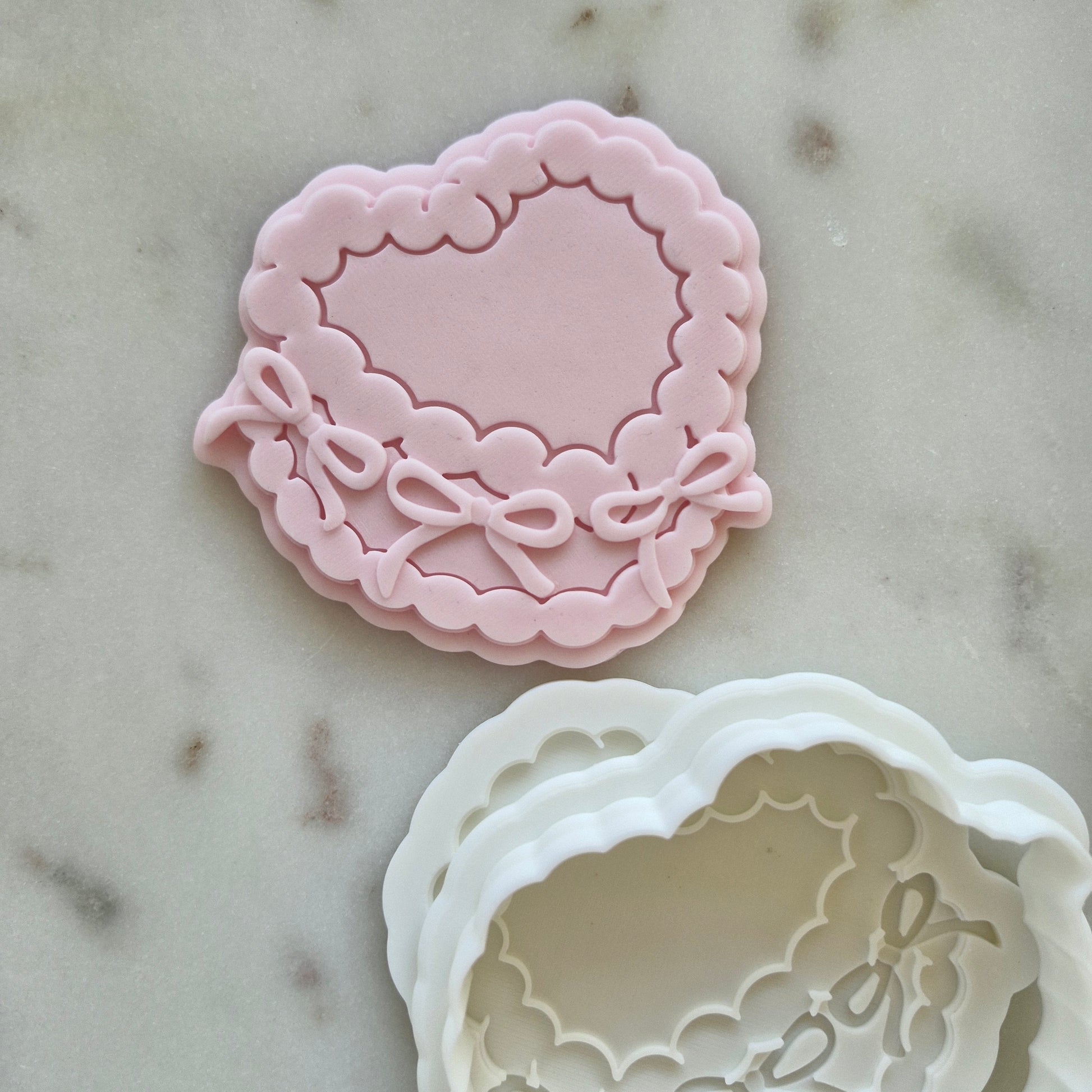 Vintage Heart Cake Cookie Cutter and Deboss Stamp zoomed out