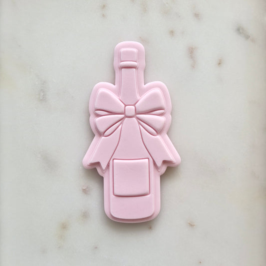 Champagne Bottle with Bow Cookie Cutter and Deboss Stamp