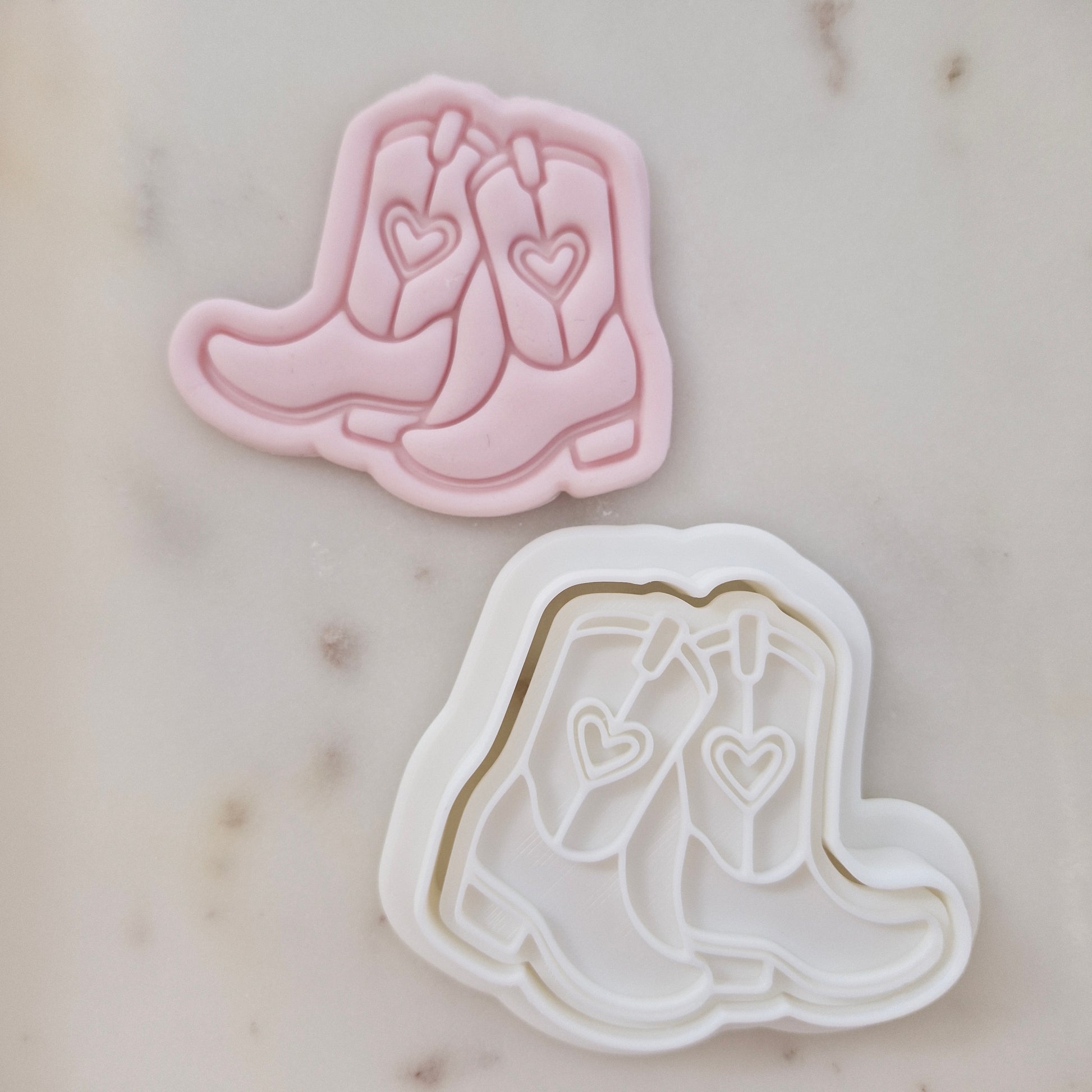 Cowgirl Boots with Hearts Cookie Cutter and Stamp zoomed out