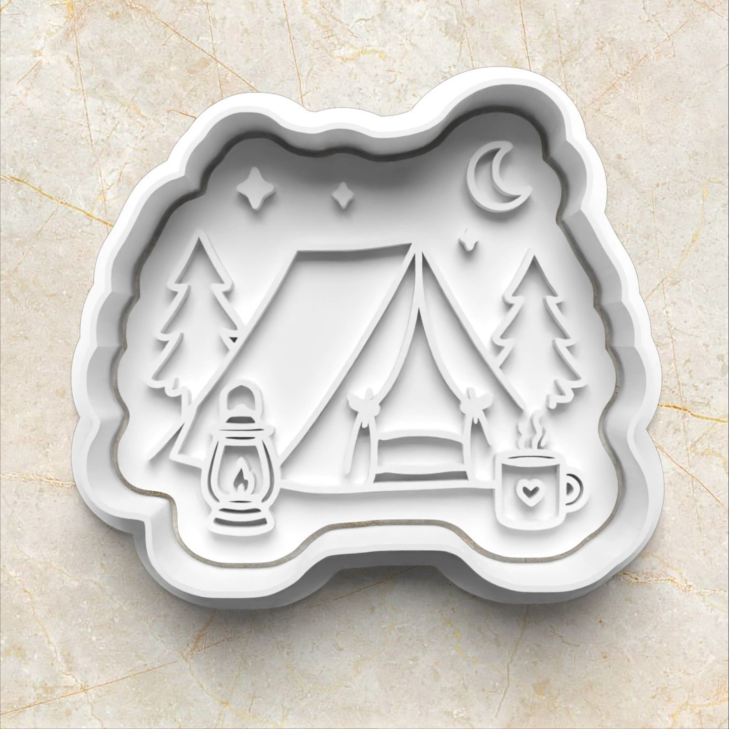 Cozy Camping Set Cookie Cutter and Stamp tent