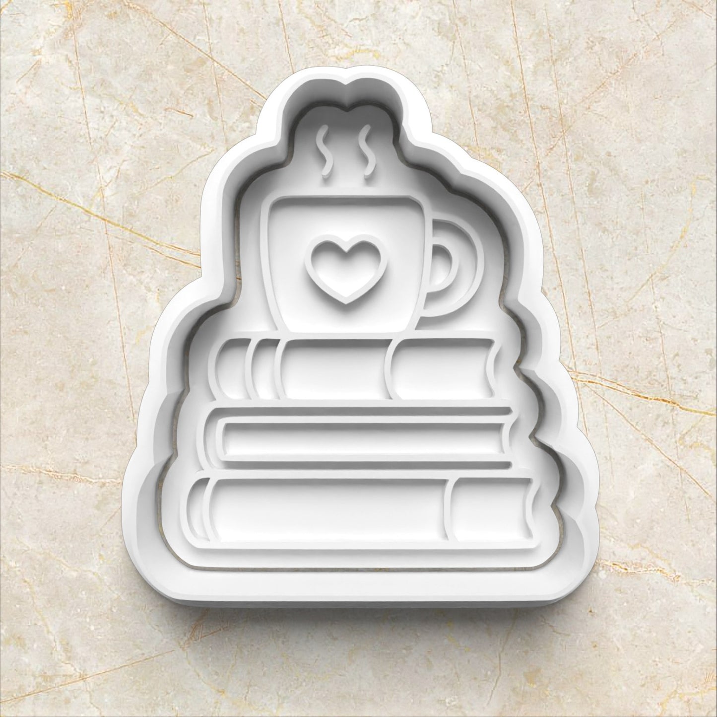 Cozy Reading Set Cookie Cutter and Stamp book stac