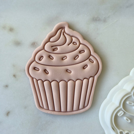 Cupcake with Sprinkles Cookie Cutter and Stamp