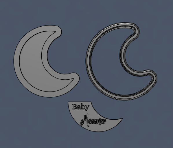 Custom Moon Crescent with Baby Name Cookie Cutter and Deboss Stamp
