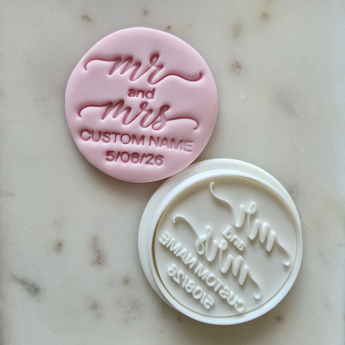Custom Mr and Mrs Name and Date Cookie Cutter and Stamp