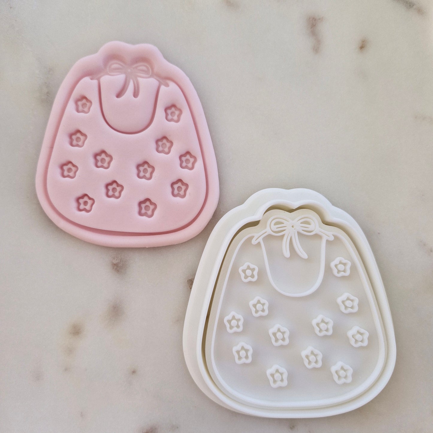 Daisy Baby Bib Cookie Cutter and Stamp zoomed out