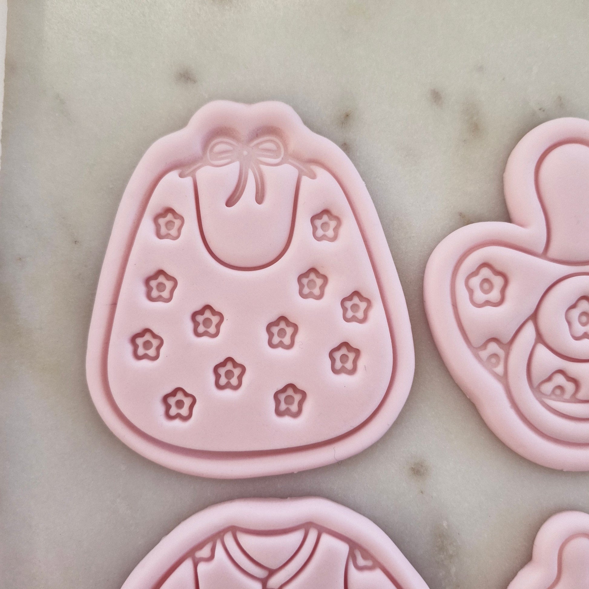 Daisy Baby Bib Cookie Cutter and Stamp zoomed in