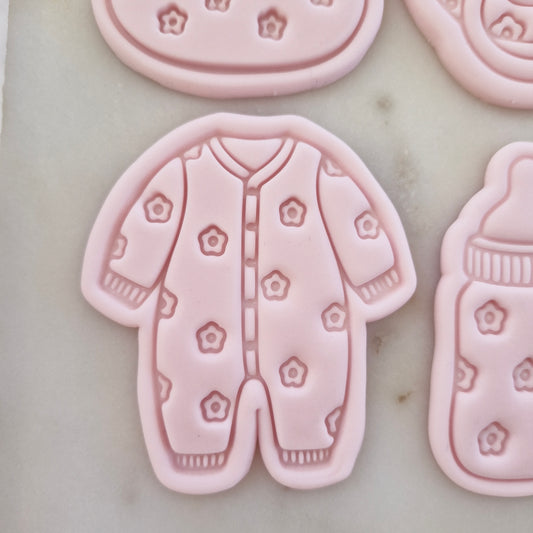 Daisy Baby Set Cookie Cutter and Stamp onesie Daisy Baby Onesie Cookie Cutter and Stamp