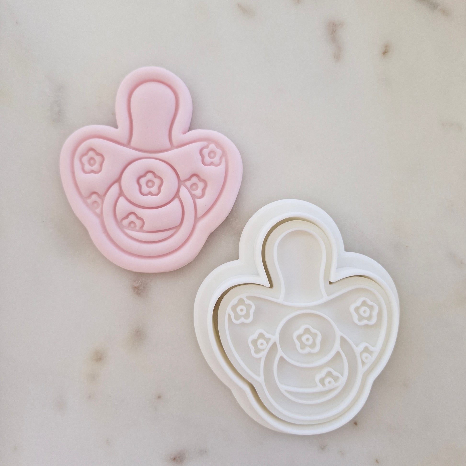 Daisy Baby Pacifier Cookie Cutter and Stamp zoomed out