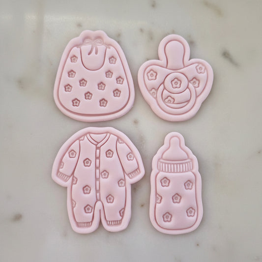 Daisy Baby Set Cookie Cutter and Stamp set of 4