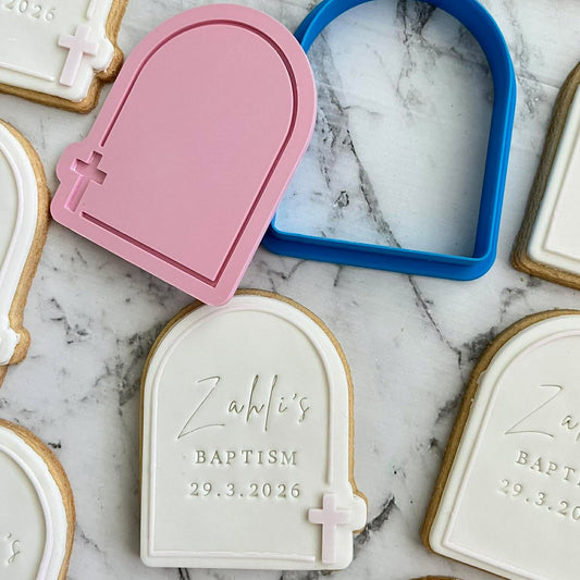 Cross Arch Frame Cookie Cutter and Deboss Stamp 