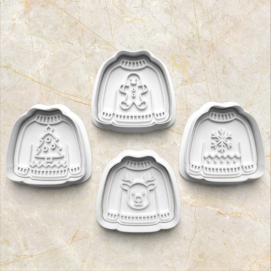 Christmas Ugly Sweater Set Cookie Cutter and Stamp set