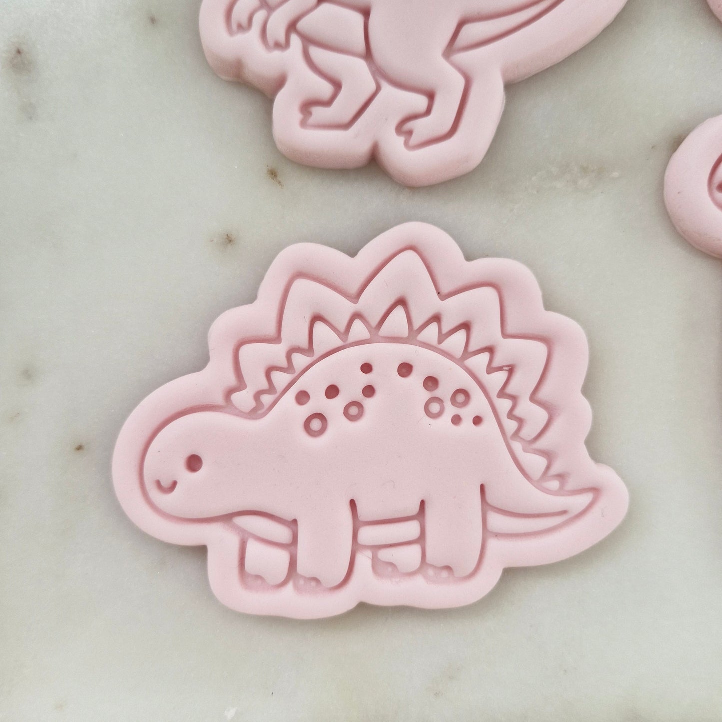 Dinosaur Set Cookie Cutter and Stamp zoomed in Dinosaur Stegosaurus Cookie Cutter and Stamp