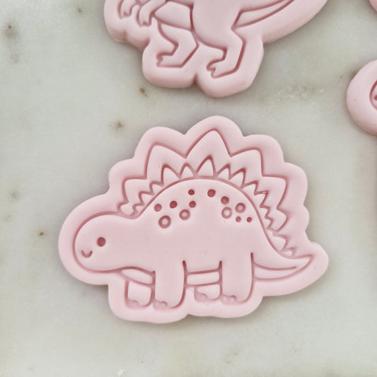 Dinosaur Set Cookie Cutter and Stamp zoomed in Dinosaur Stegosaurus Cookie Cutter and Stamp