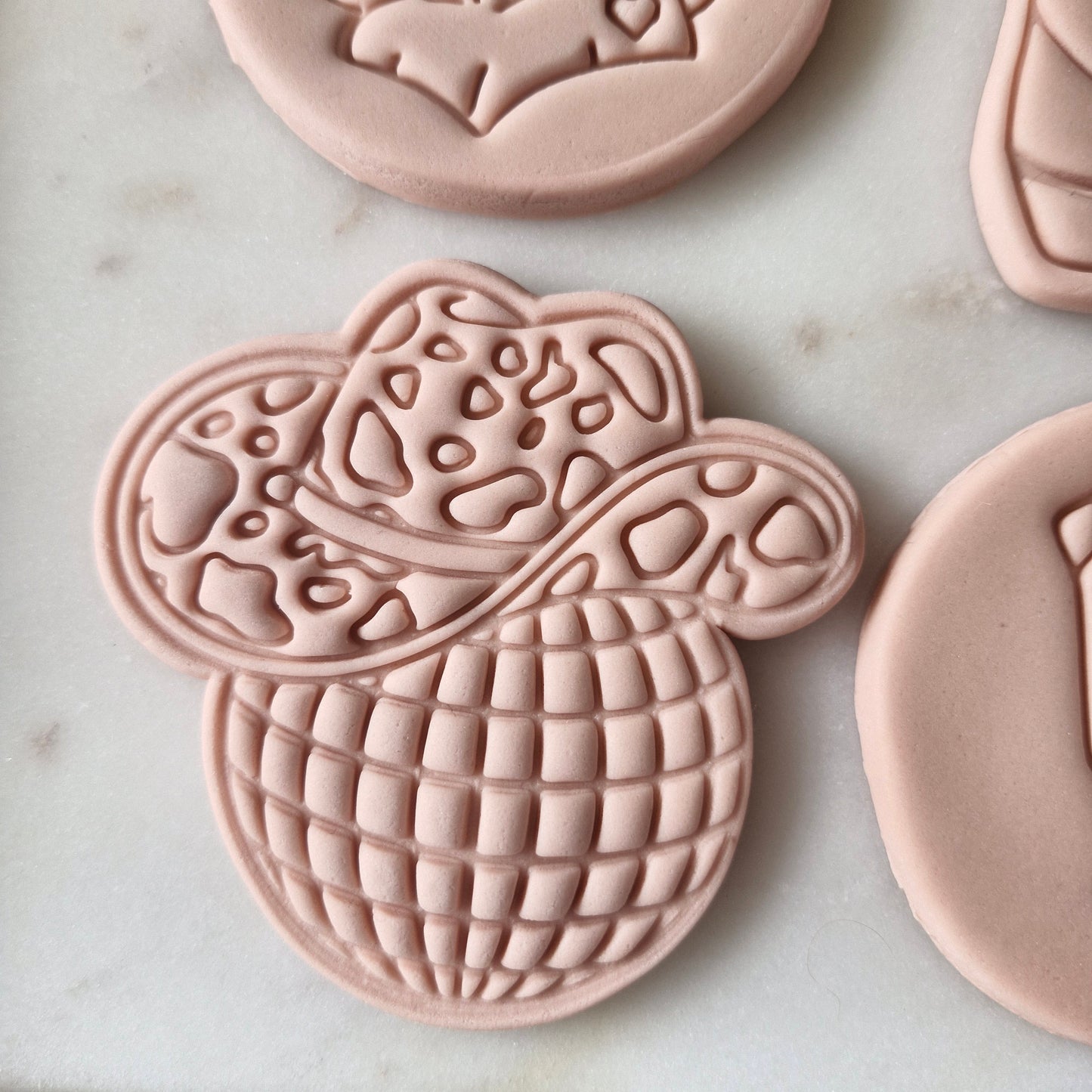 Disco Ball with Cowboy Hat Cookie Cutter and Stamp zoomed in 