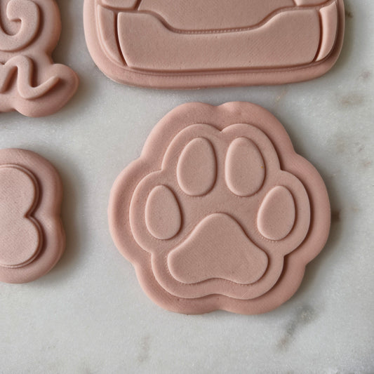 Paw Print Cookie Cutter and Deboss Stamp
