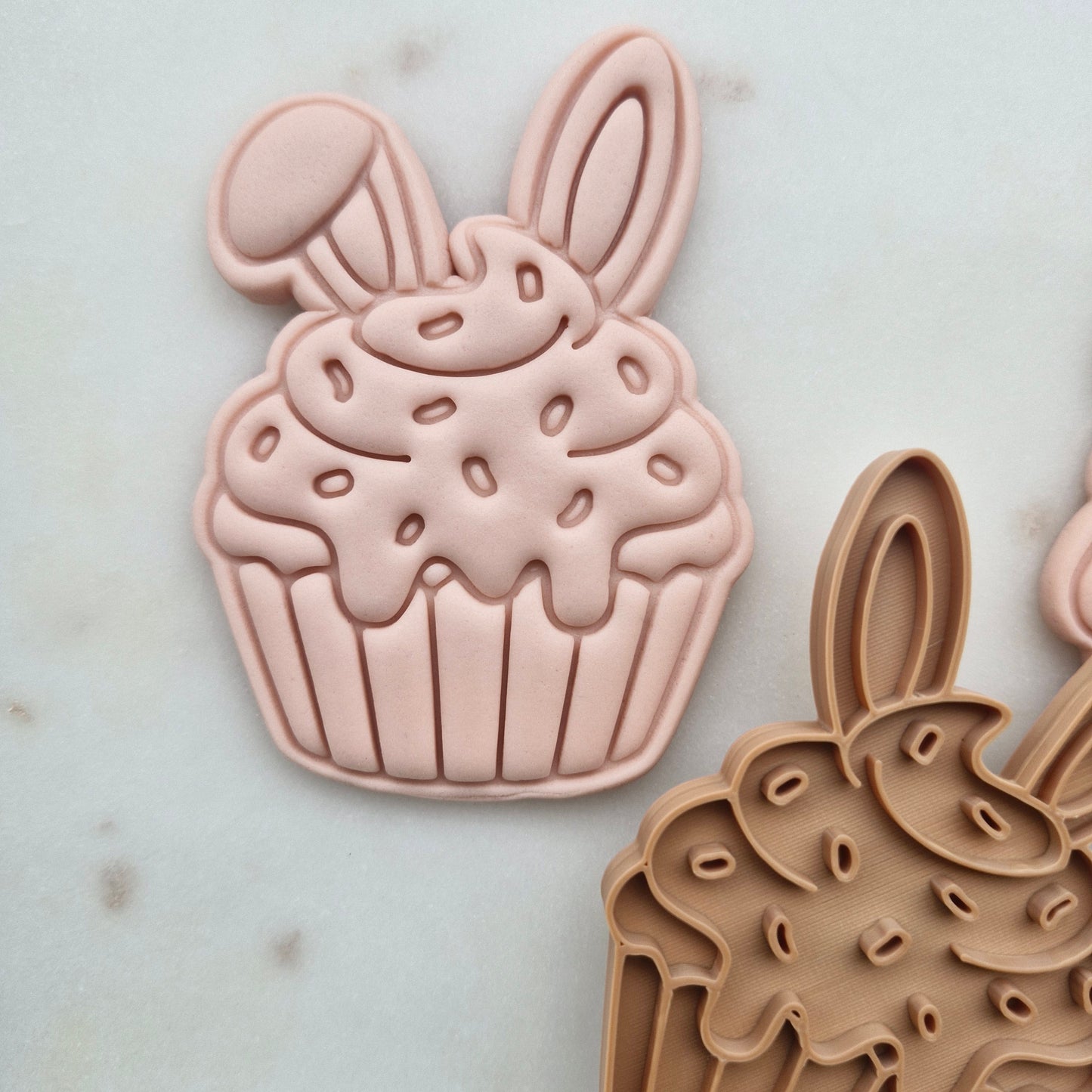 Easter Cupcake with Bunny Ears, Cookie Cutter and Stamp