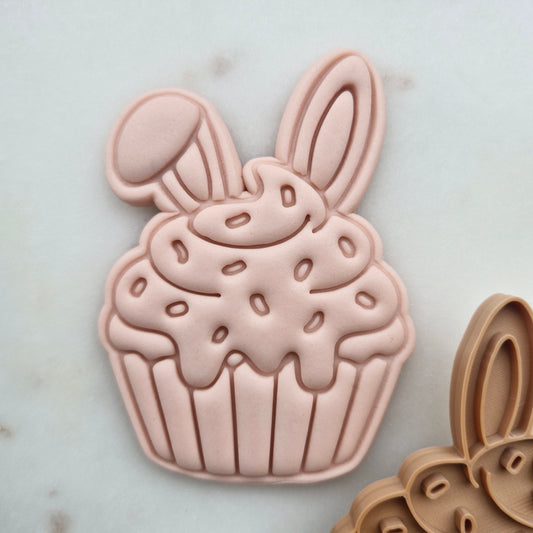 Easter Cupcake with Bunny Ears, Cookie Cutter and Stamp