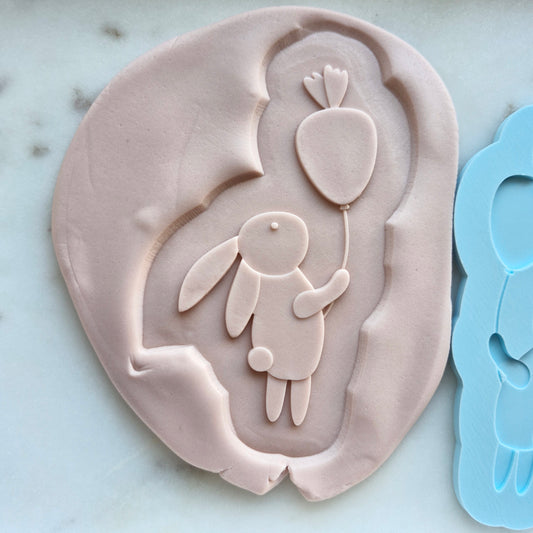 Bunny with Carrot Balloon, Cookie Cutter and Stamp