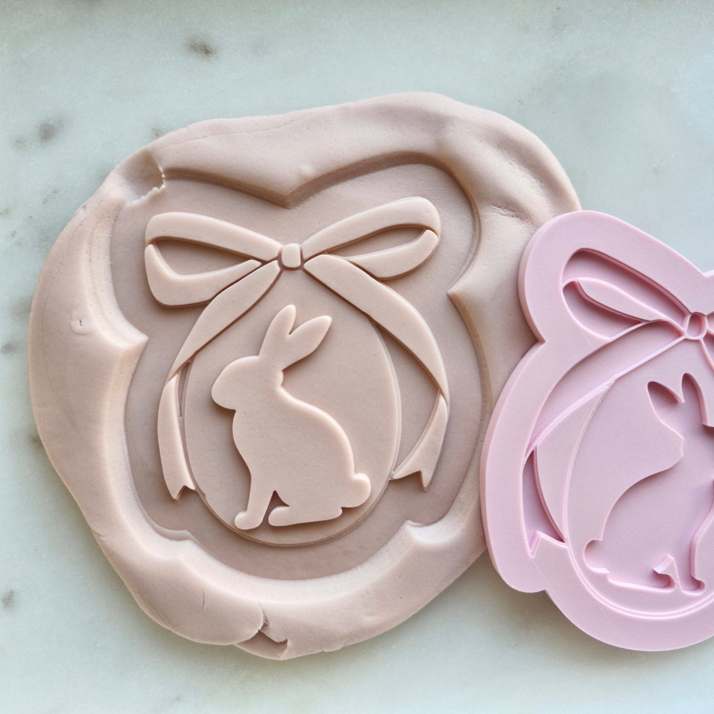 Bunny in Egg with Bow, Cookie Cutter and Stamp