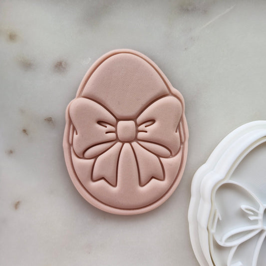Egg with Front Bow Cookie Cutter and Stamp - Baking Tool