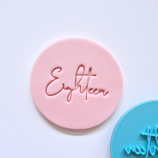 Eighteen 18th Birthday Cookie Cutter and Stamp zoomed in 