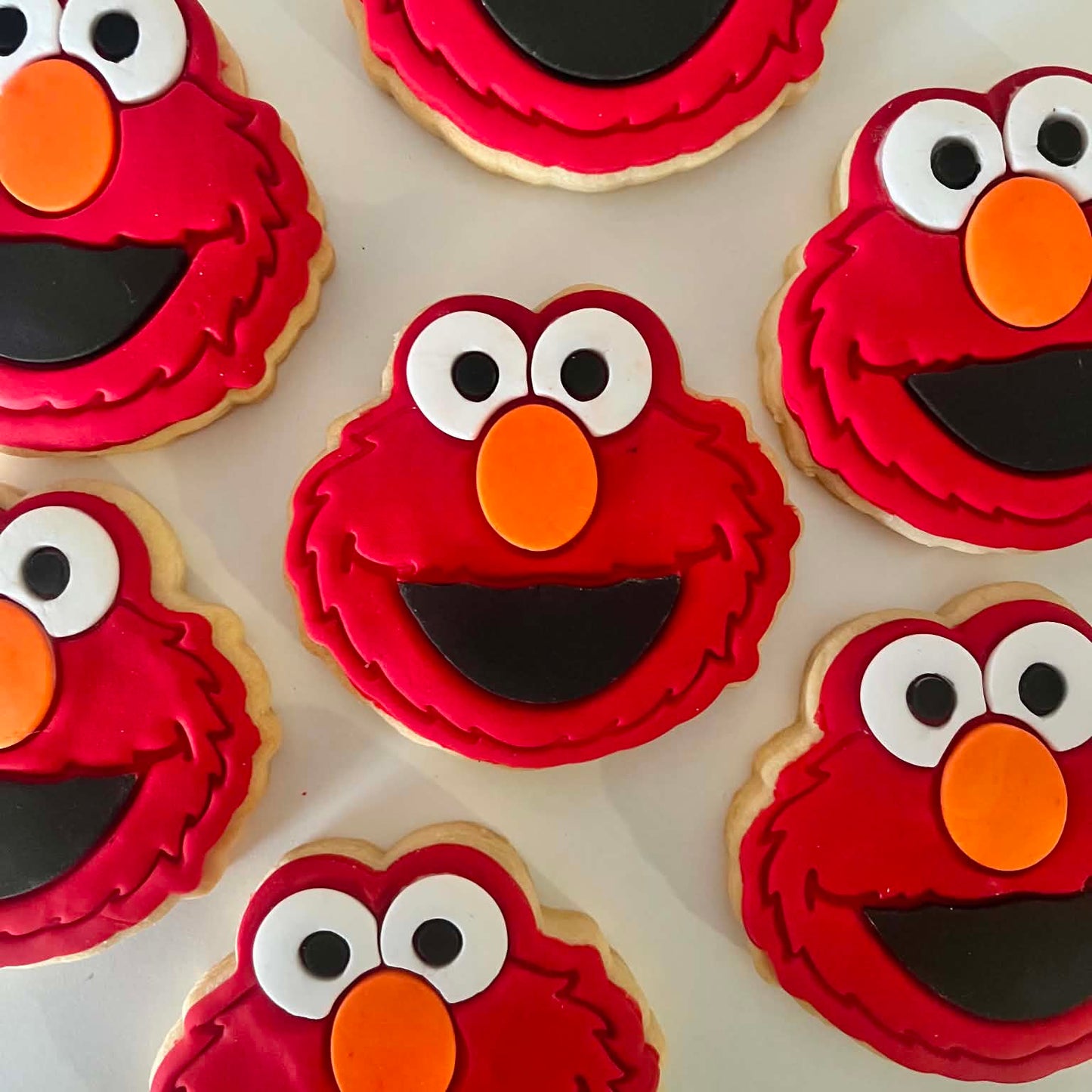 Red Fluffy Monster Head Cookie Cutter and Stamp sugar cookies in two tone