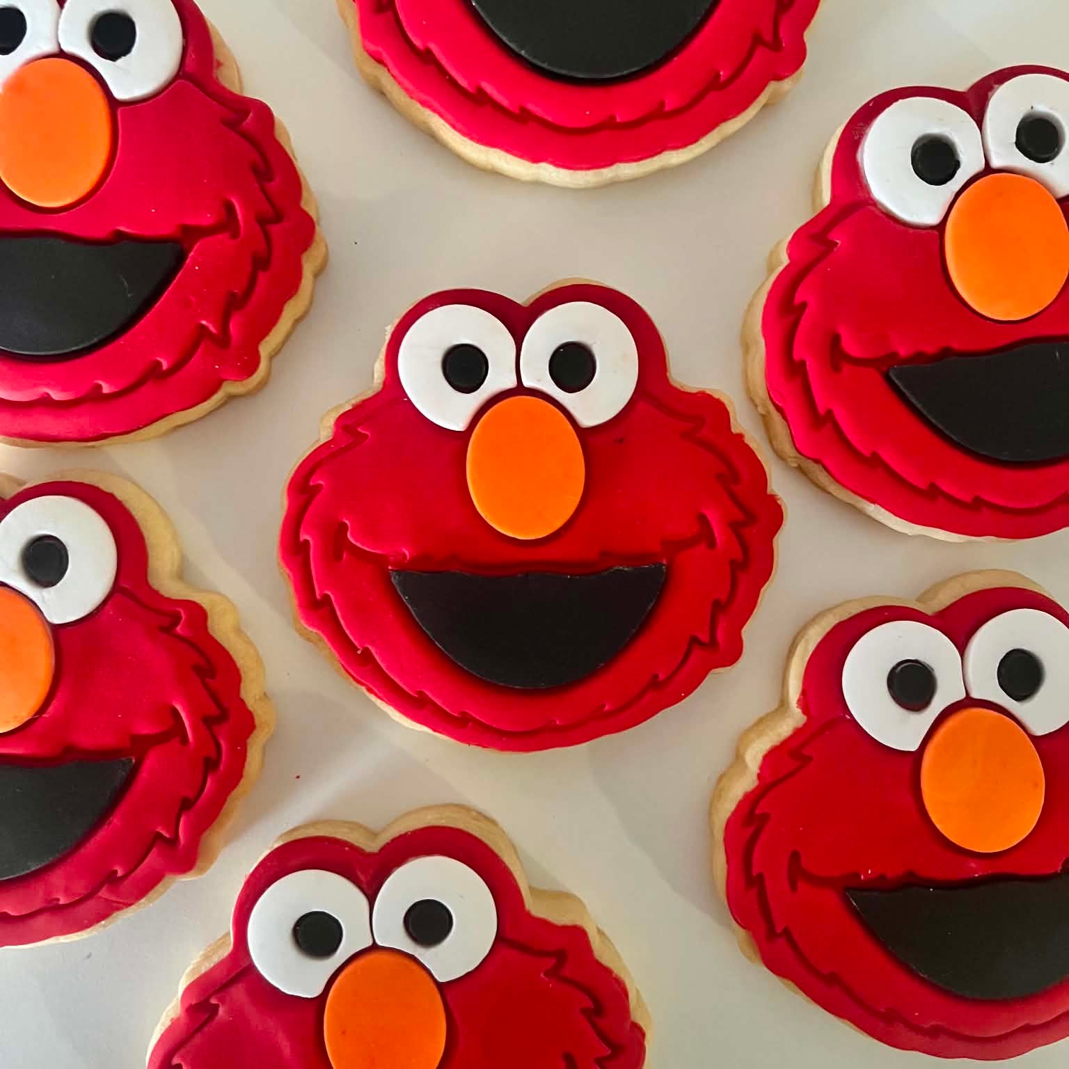Red Fluffy Monster Head Cookie Cutter and Stamp sugar cookies in two tone