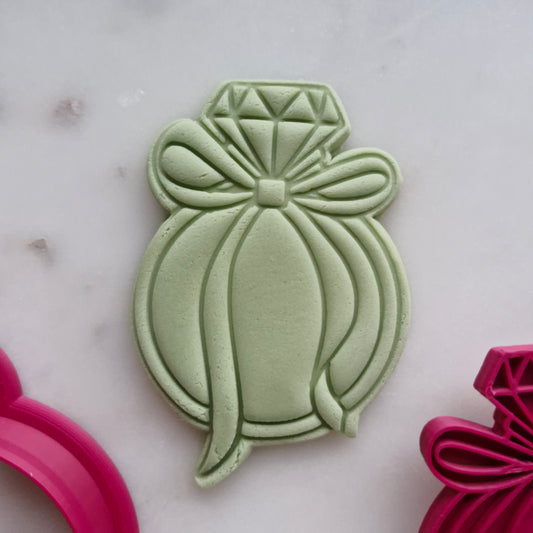 Diamond Ring with Bow, Cookie Cutter and Stamp