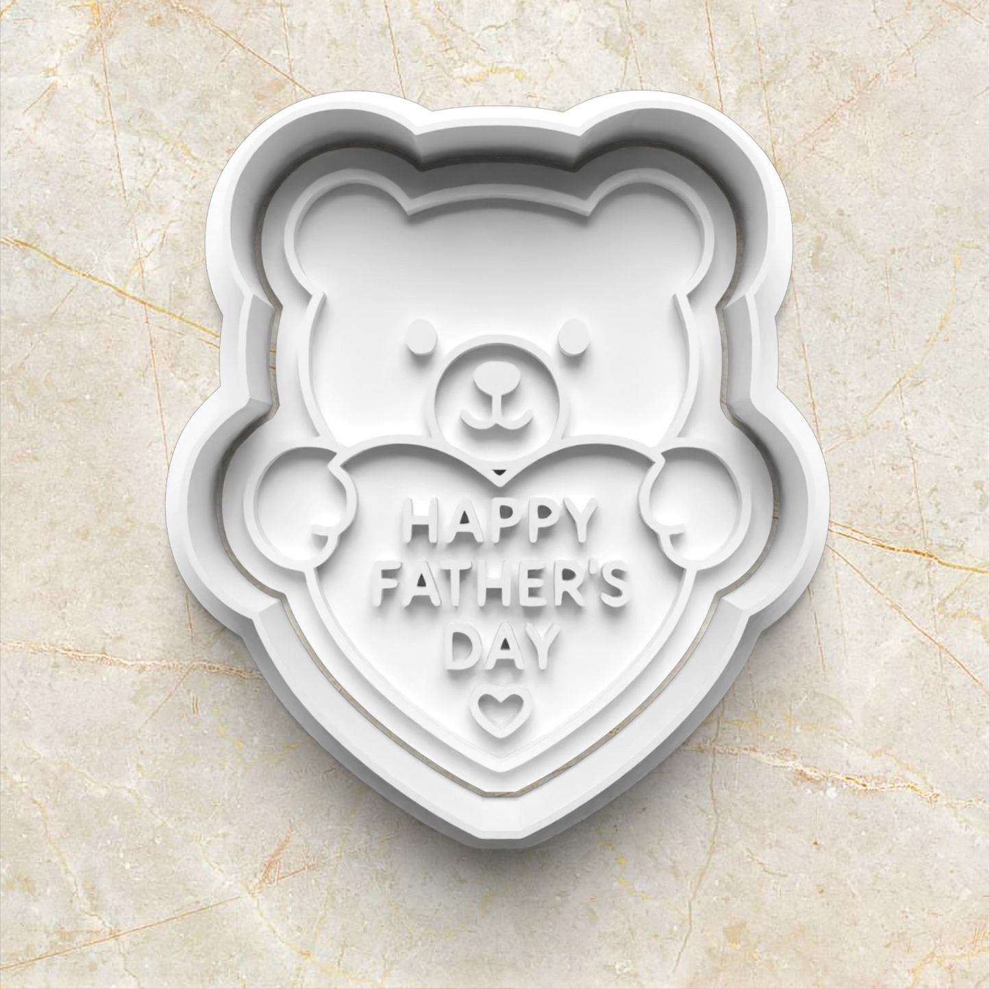Father's Day Set Cookie Cutter and Stamp bear with heart