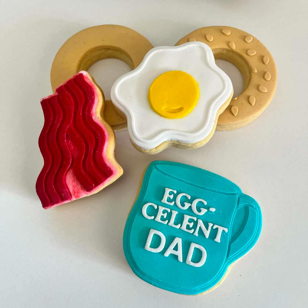 Father's Day Egg-celent Dad Set Cookie Cutter and Deboss Stamp set layed out