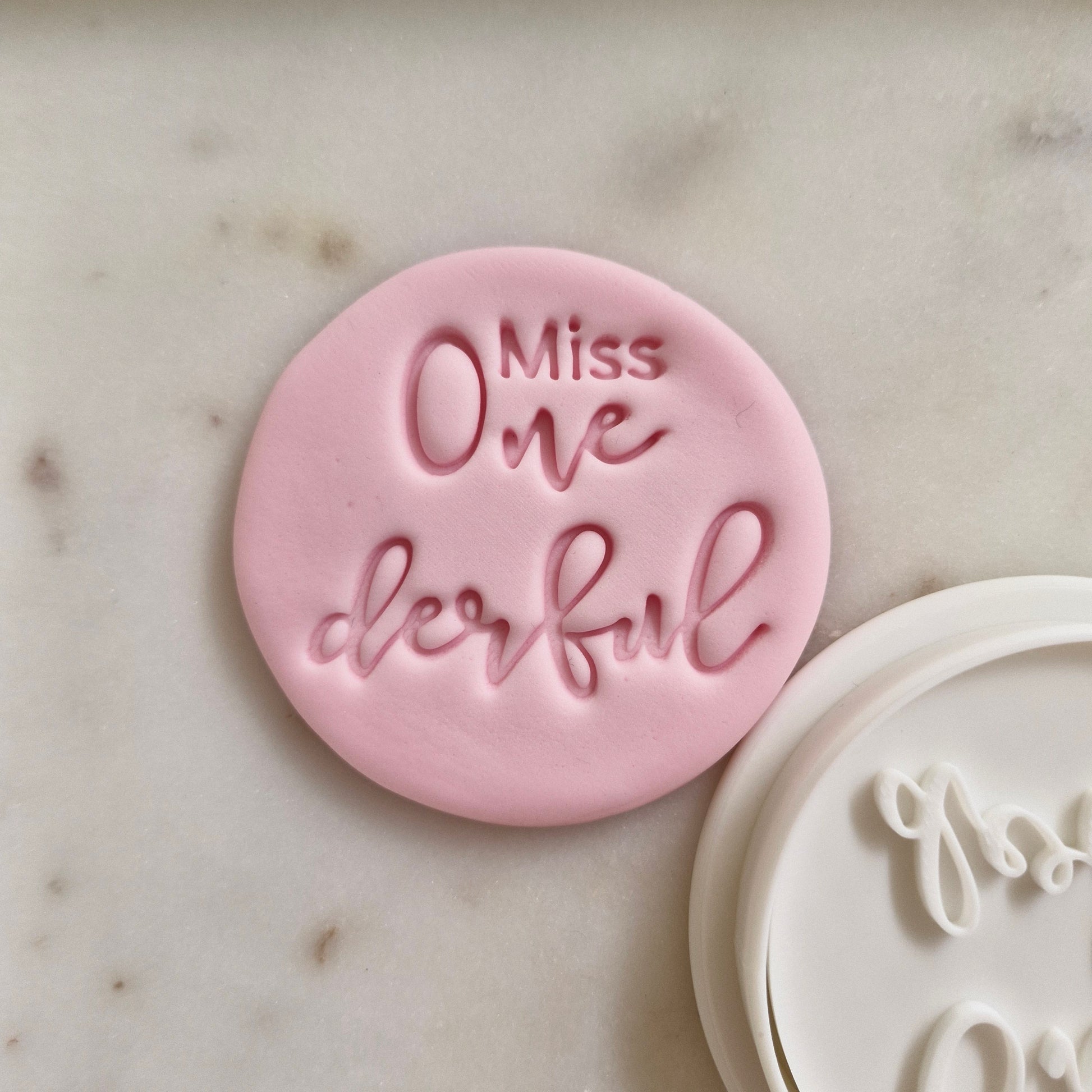 Miss One-derful Cookie Cutter and Stamp zoomed in