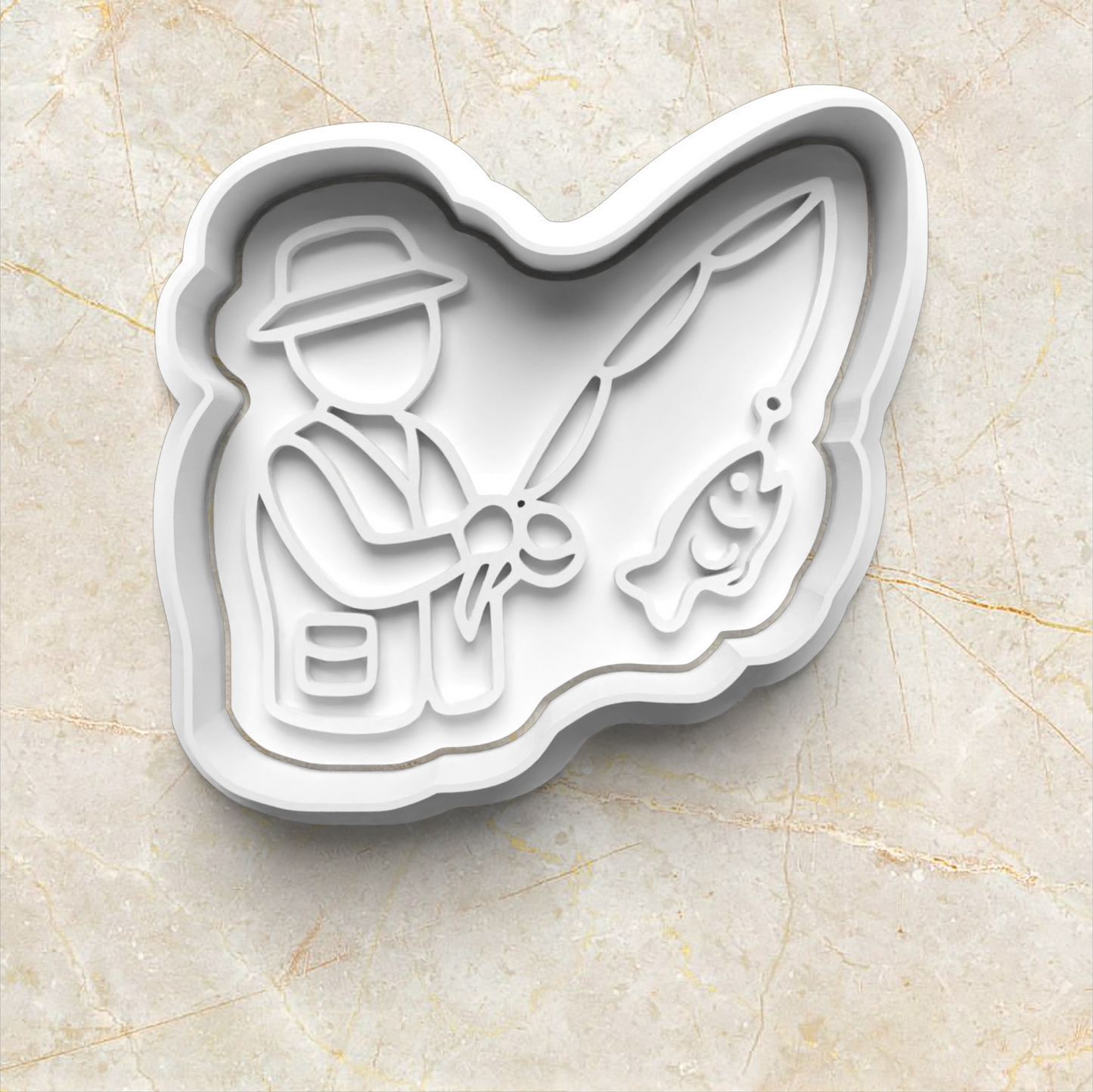 Fishing Cookie Cutter and Stamp fishing man