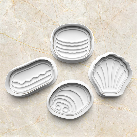 French Pastry Cookie Cutter and Stamp set