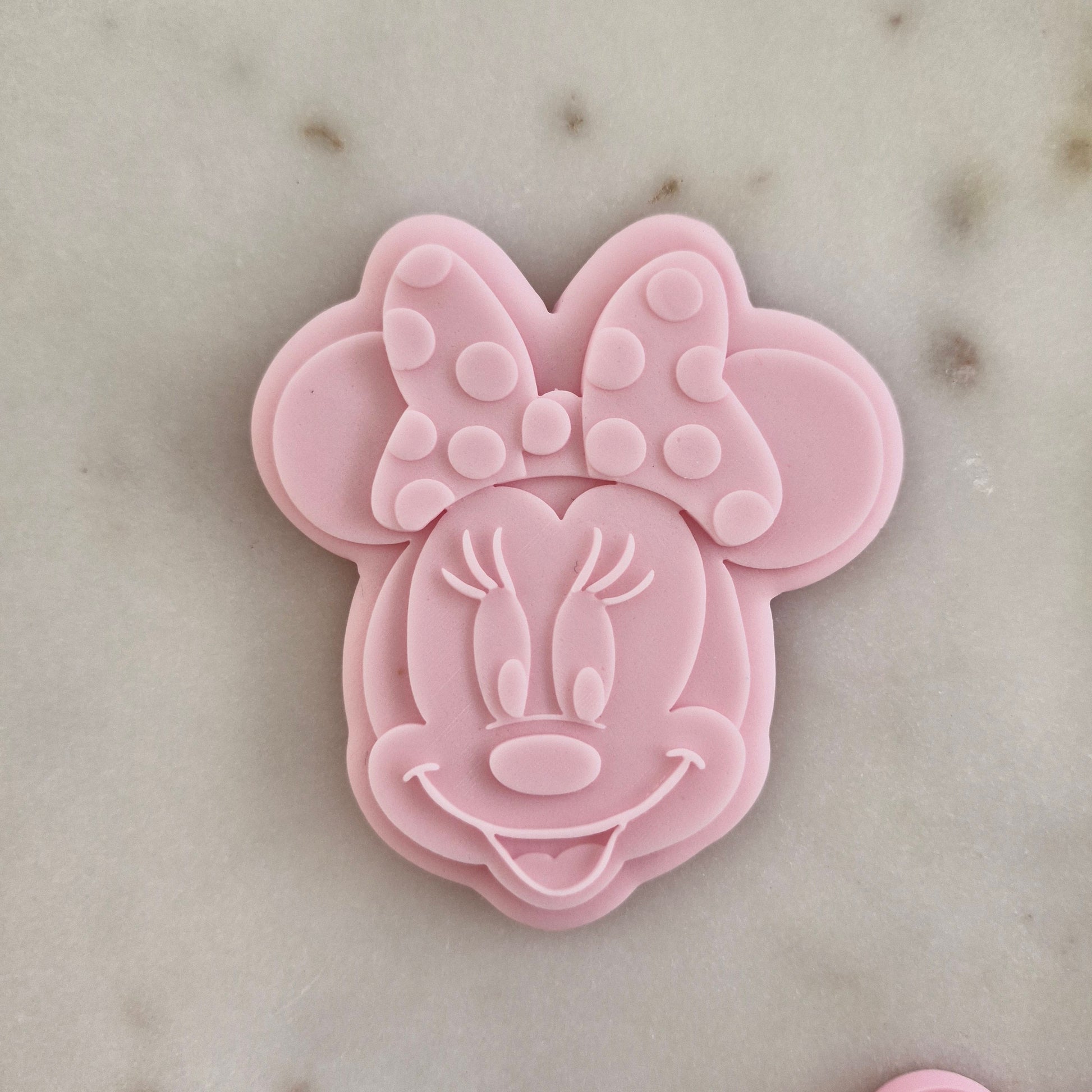 Girl Mouse with Bow Cookie Cutter and Deboss Stamp zoomed in 