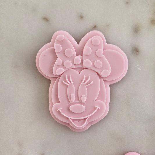 Girl Mouse with Bow Cookie Cutter and Deboss Stamp zoomed in 