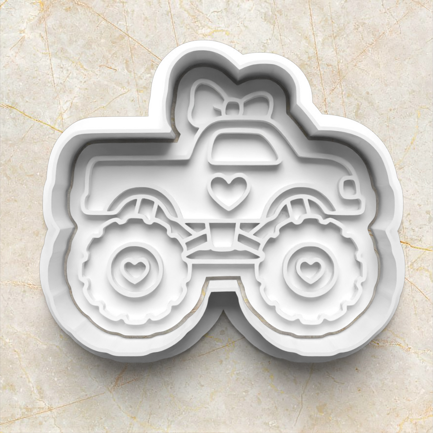 Girly Monster Truck Cookie Cutter and Stamp side of truck