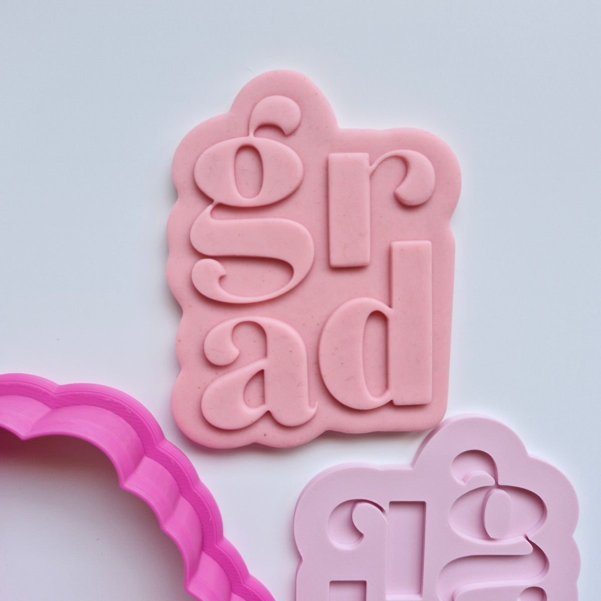 Grad Cookie Cutter and Deboss Stamp zoomed in