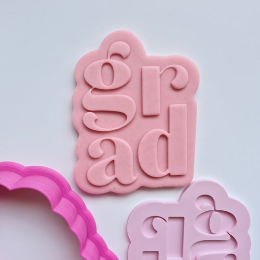 Grad Cookie Cutter and Deboss Stamp zoomed in
